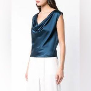 Fleur du Mal Silk Cowl Neck in Blue (XS)